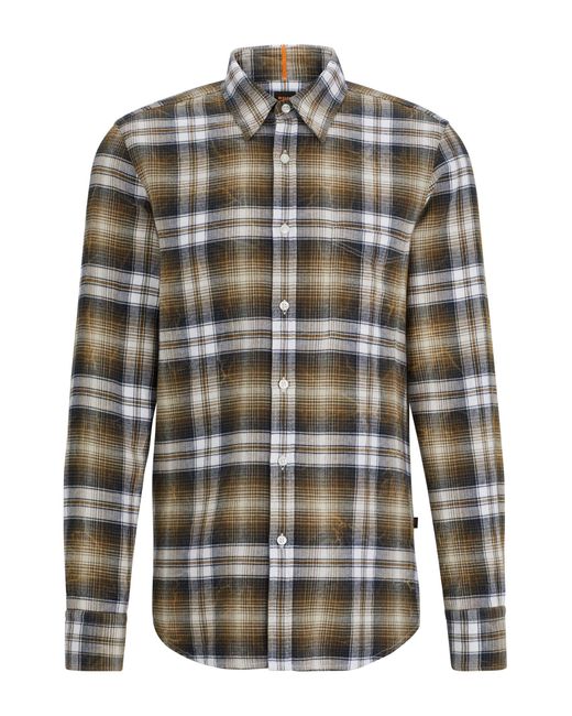 Boss Multicolor Regular-fit Shirt In Checked Cotton Flannel for men
