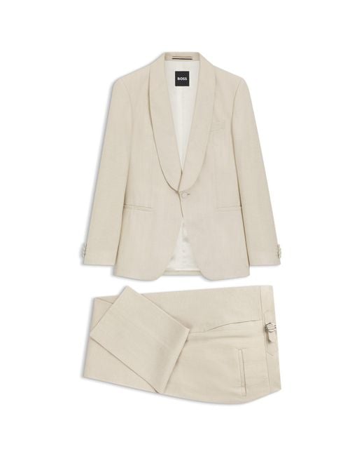 Boss White Two-Piece Slim-Fit Tuxedo Suit for men