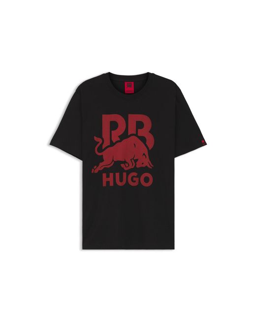 HUGO Black X Rb Cotton T-Shirt With Bull Motif for men