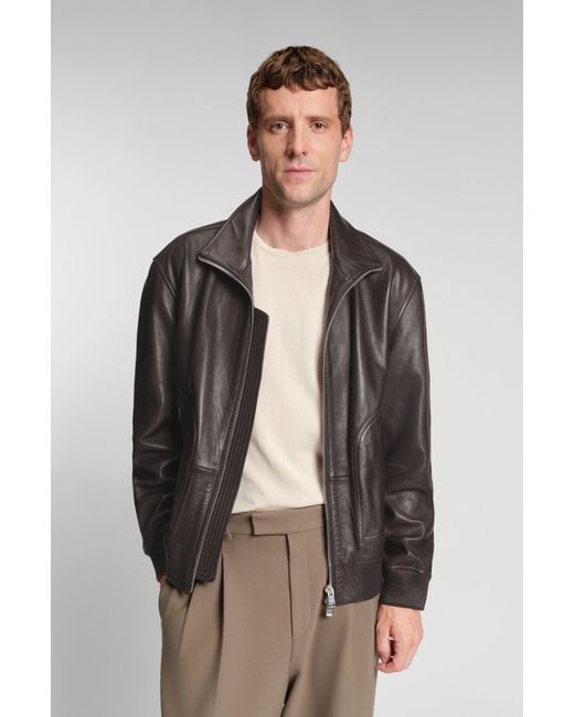 Boss Dark Brown Men's Leather Jackets Size 38r for men