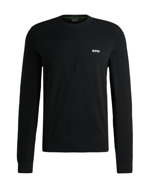 Boss Trui Met Ronde Hals En Merkaccent Van Vochtregulerend, Flexibel Materiaal in het Black voor heren