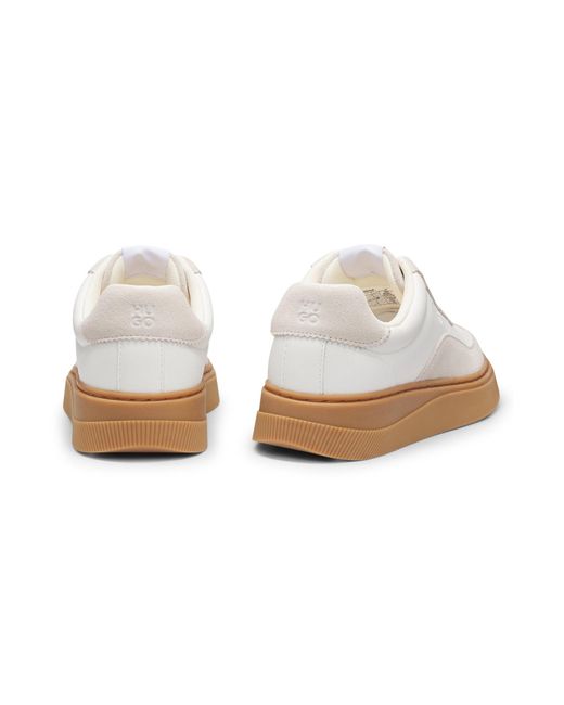 HUGO Lage Sneakers Met Suède Details in het White