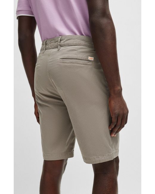 Boss Slim-Fit Shorts aus elastischem Baumwolle-Twill in Gray für Herren