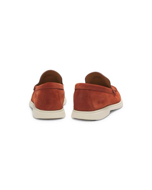 Boss Brown Suede Loafers With Emed Logo for men