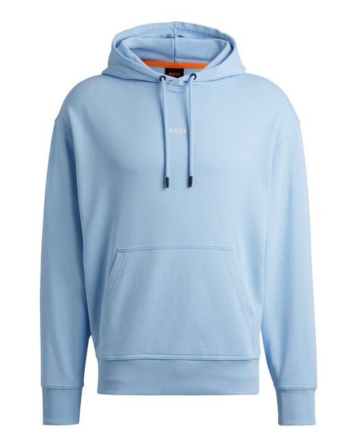 Sweat À Capuche En Molleton De Coton Avec Logo Contrastant Boss pour homme en coloris Blue