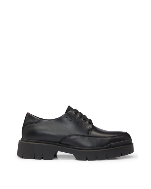 Chaussures derby en cuir avec semelle extérieure épaisse en gomme HUGO pour homme en coloris Black