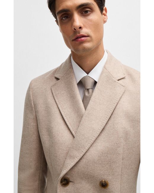 Boss Natural Slim-fit Coat In Wool With Cashmere for men