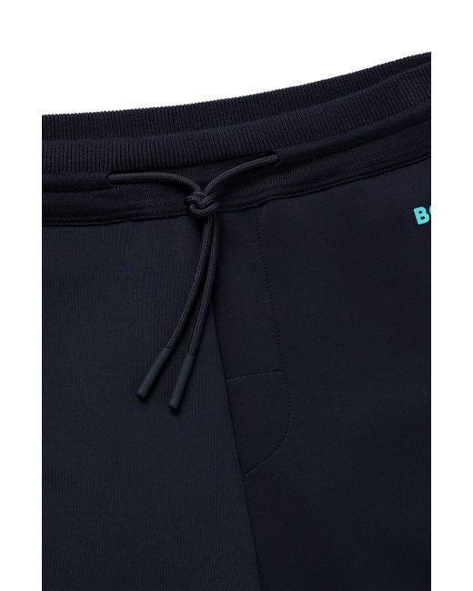 Boss Blue Regular-fit Shorts With Contrasting Logo Print for men