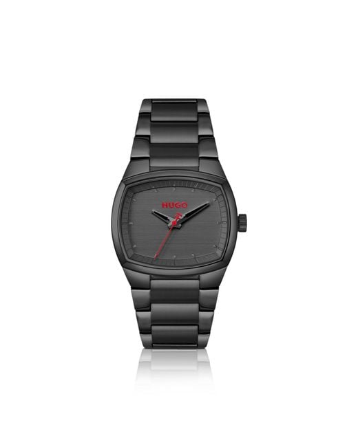 HUGO Black Telly-Plated Watch With Retro-Shaped Case for men