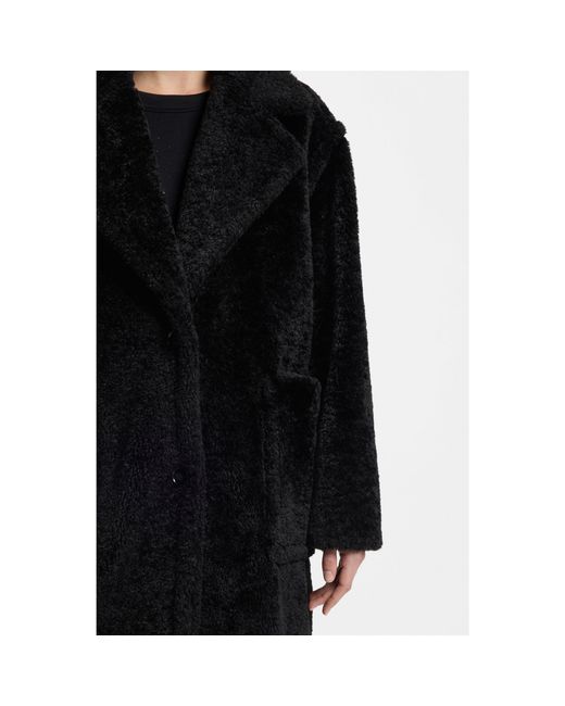 Boss Black Teddy Coat With Adjustable Collar