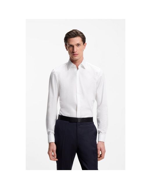 Boss White Slim-Fit Dress Shirt for men