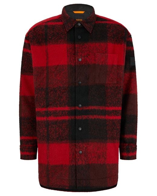 BOSS by HUGO BOSS Oversizedfit Overshirt With Check And Logo Patch in