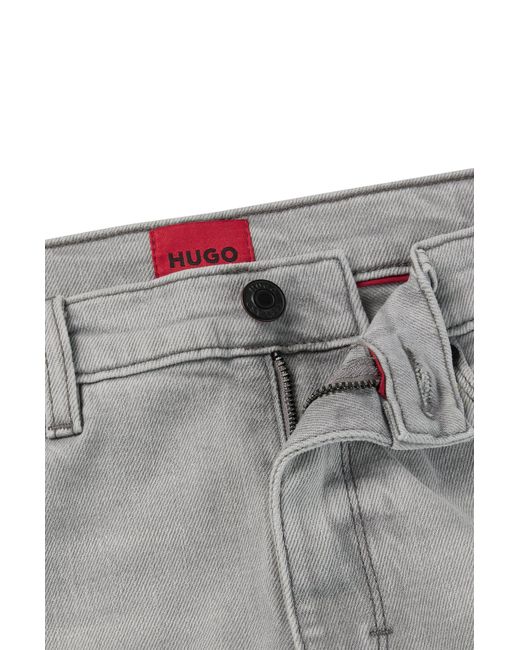 HUGO Black Slim-fit Jeans In Light-grey Denim for men