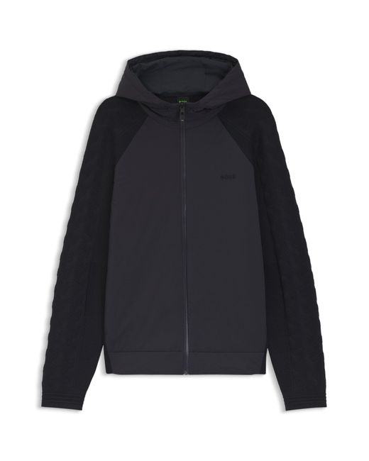 Sweat À Capuche Zippé En Jacquard Texturé Ton Sur Ton Boss pour homme en coloris Blue