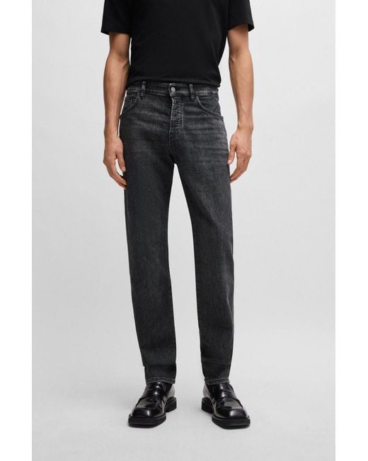 Boss Black Regular-fit Jeans In Grey Mechanical-stretch Denim for men