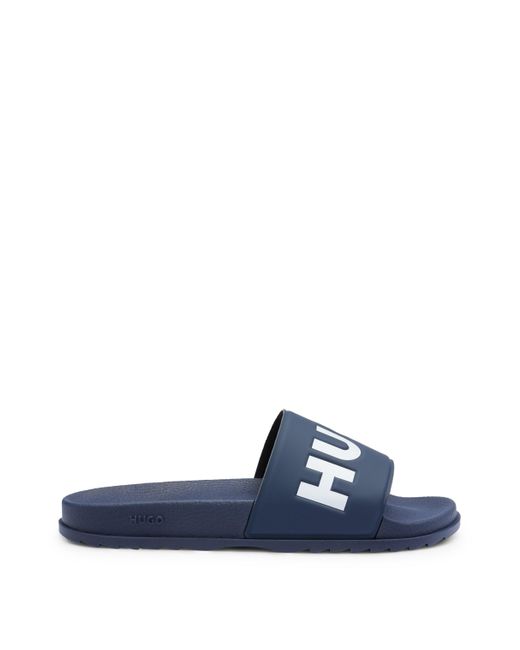 HUGO Blue Slides With Logo Strap for men