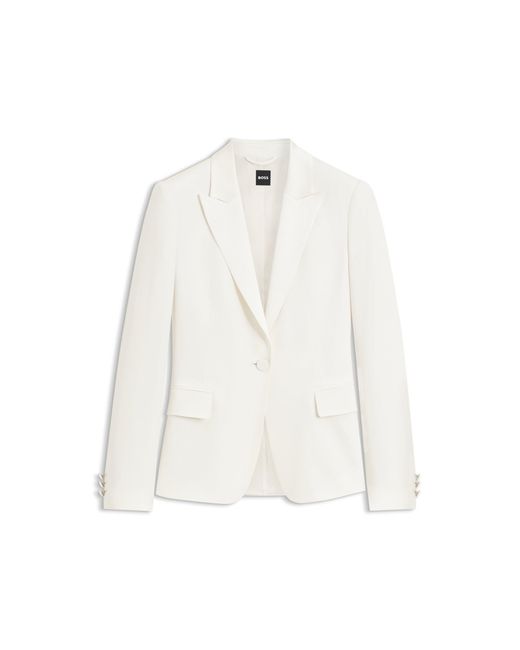 Boss White Slim-Fit Blazer With Single-Button Closure