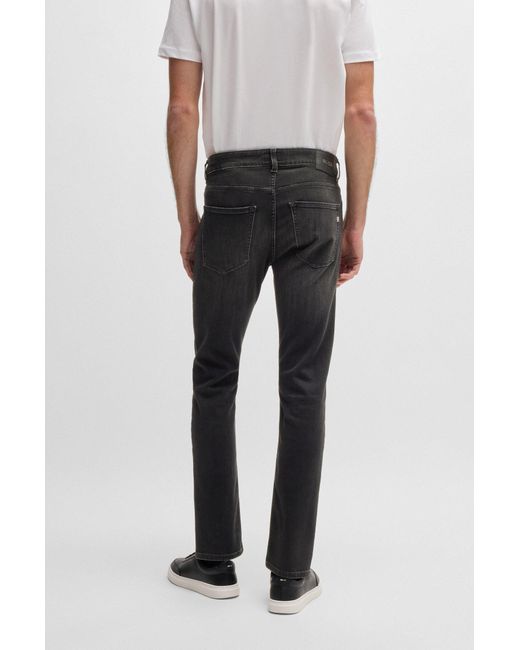 Boss Delaware Slim-Fit Jeans Aus Besonders Softem Schwarzem Denim in Black für Herren