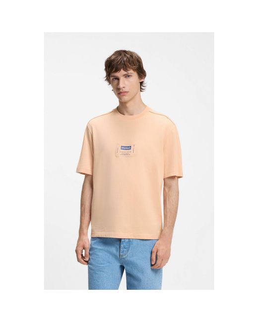 HUGO Natural Cotton-Jersey T-Shirt With Workwear Logo Label for men
