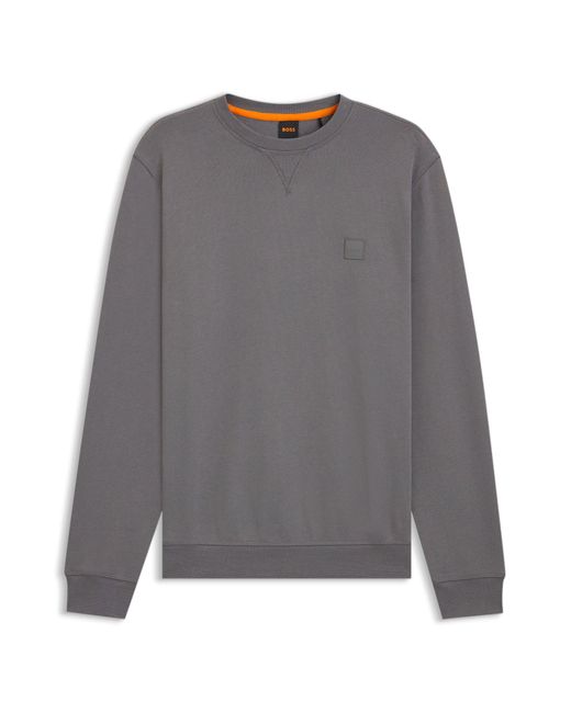 Boss Sweatshirt Van Katoenen Badstof Met Logopatch in het Gray voor heren