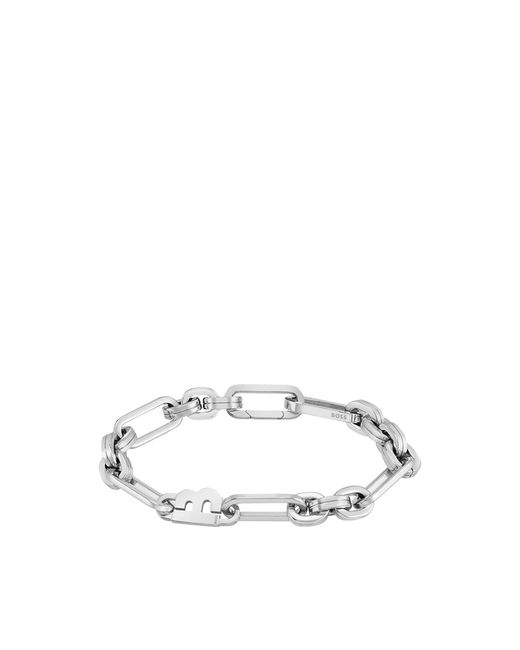 Boss White Tone Link Bracelet With 'B' Element