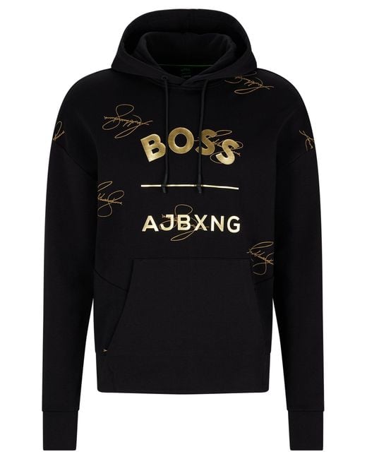 BOSS by Hugo Boss Black X Ajbxng Organic-cotton Relaxed-fit Hoodie With Collaborative Branding for men