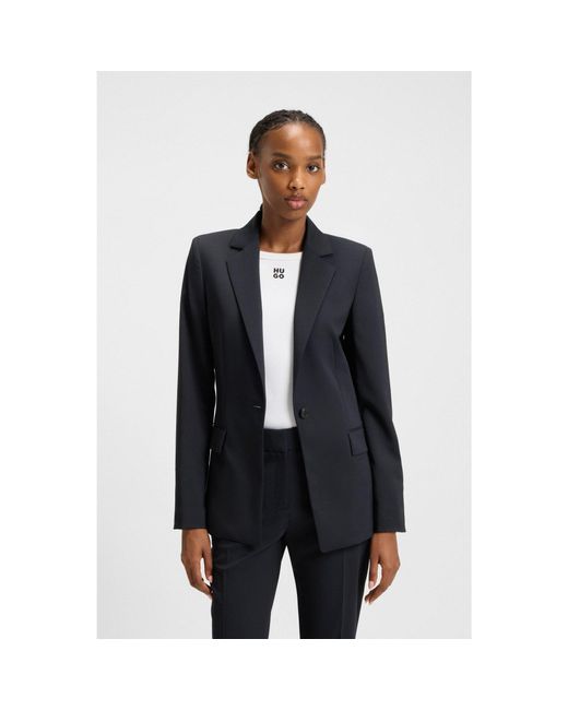 HUGO Blue Regular-Fit Jacket With Notch Lapels