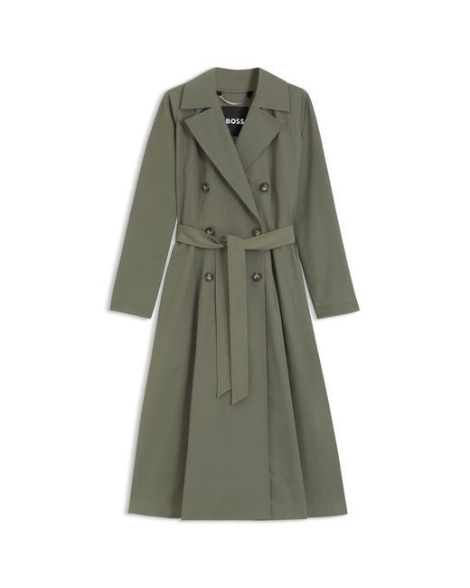 Boss Green Water-Repellent Trench Coat With Belt