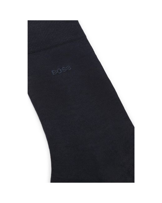 Boss Blue Regular-Length Logo Socks for men