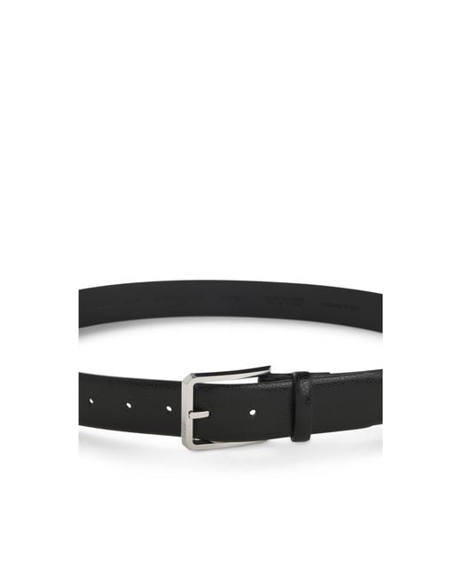 Boss Black Grained-Leather Belt With Bombé Construction for men