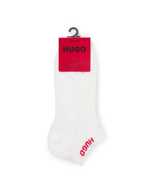 HUGO White Two-Pack Of Ankle-Length Socks With Logos