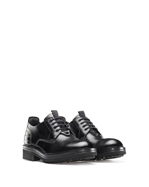 BOSS by Hugo Boss Derby Shoes In Smooth Leather With Lug Sole in Black ...