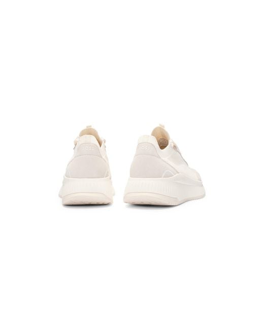 Boss Natural Ttnm Evo Trainers With Knitted Uppers And Suede Trims