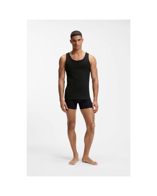 Boss Black Three-Pack Of Cotton Underwear Vests With Embroidered Logos for men