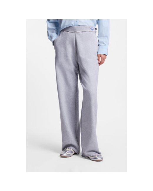 HUGO Blue Cotton-Terry Tracksuit Bottoms With Logo Waistband