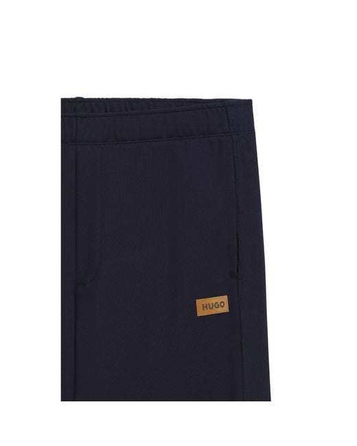HUGO Blue Cotton-Terry Tracksuit Bottoms With Logo Badge for men