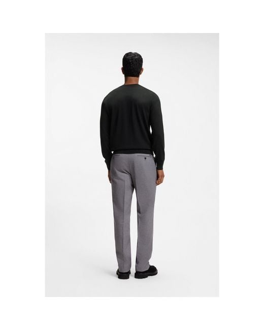 Boss Black Merino-Wool Sweater With Logo Embroidery for men