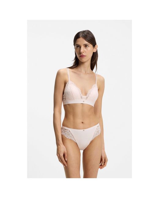 Boss Natural Lace Briefs With Mesh Pleating Details