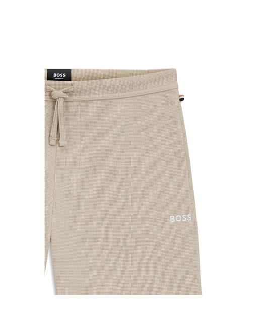 Boss Natural Cotton-Blend Pyjama Shorts With Embroidered Logo for men