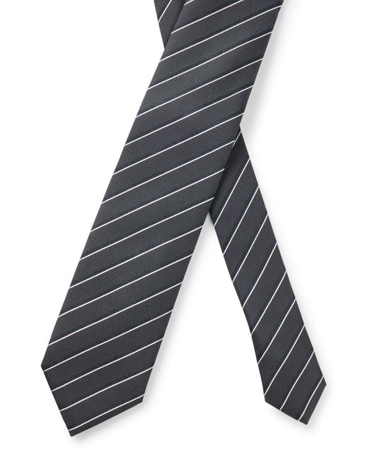 Boss Gestreifte Krawatte aus Material-Mix mit Seiden-Anteil und Jacquard-Muster in White für Herren