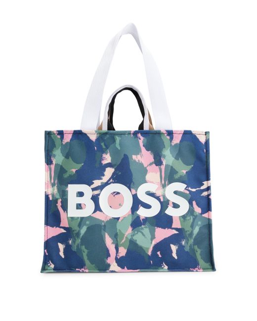BOSS by HUGO BOSS Structuredcanvas Tote Bag With Seasonal Print And