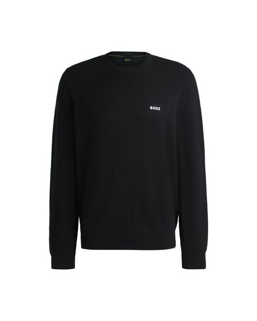 Boss Blue Branded Crew-Neck Sweater for men