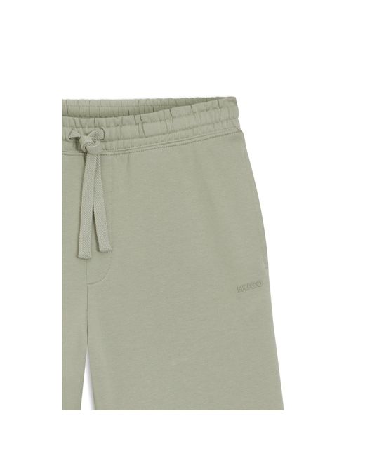 HUGO Green Cotton-Terry Shorts With Logo Print for men