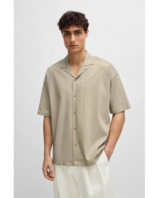 Boss Natural Relaxed-fit Shirt In A Linen Blend for men