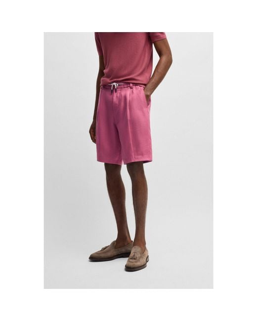 Boss Pink Tapered-Fit Shorts for men