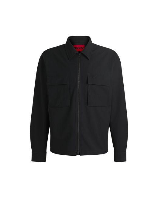 HUGO Black Oversized-Fit Overshirt for men