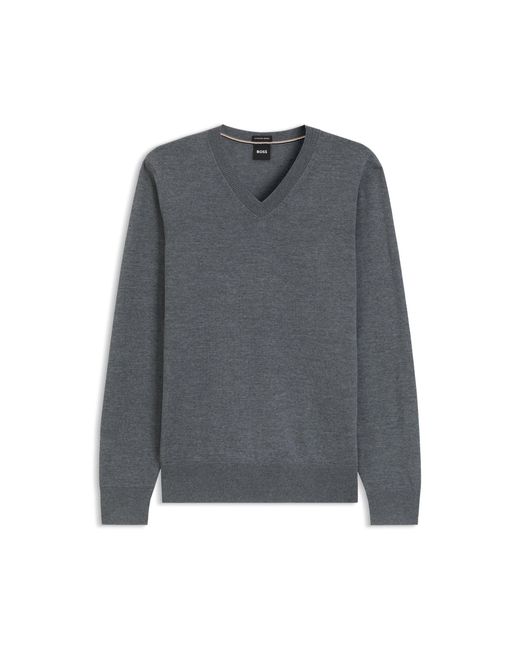 Boss Gray V-Neck Sweater for men