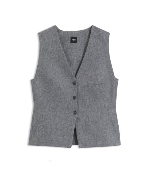 Boss Gray Slim-Fit Melange Waistcoat