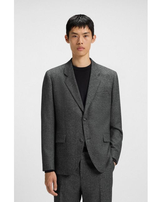 HUGO Modern-Fit Tweed-Anzug Aus Woll-Mix in Black für Herren