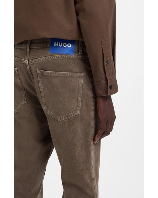 HUGO Regular-Fit Jeans Van Washed Denim in het Brown voor heren